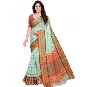 51341544290_0c75bd81a8_o_d-1000x1000-1.webp Generic Women's Kota Doria Cotton Woven Butta Saree With Blouse (Pista, 5-6 Mtrs)