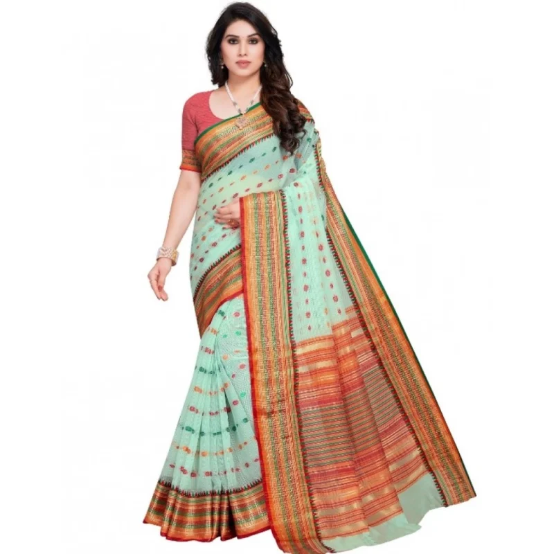 51341544290_0c75bd81a8_o_d-1000x1000-1.webp Generic Women's Kota Doria Cotton Woven Butta Saree With Blouse (Pista, 5-6 Mtrs)