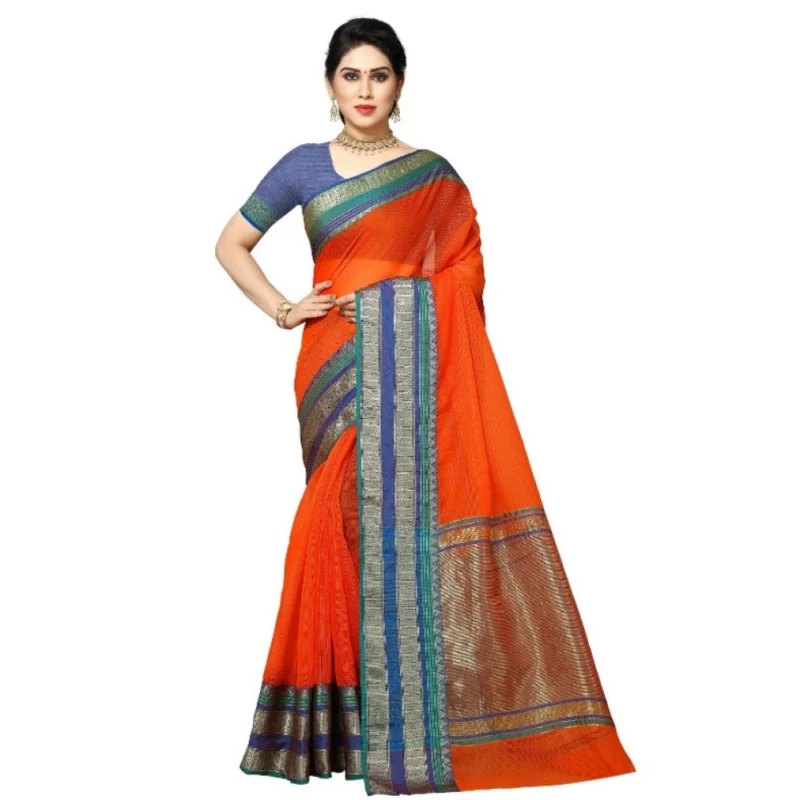 51341553415_12e8f43454_o_d-1000x1000-1.webp Generic Women's Kota Doria Cotton Border Saree With Blouse (Fanta, 5-6 Mtrs)