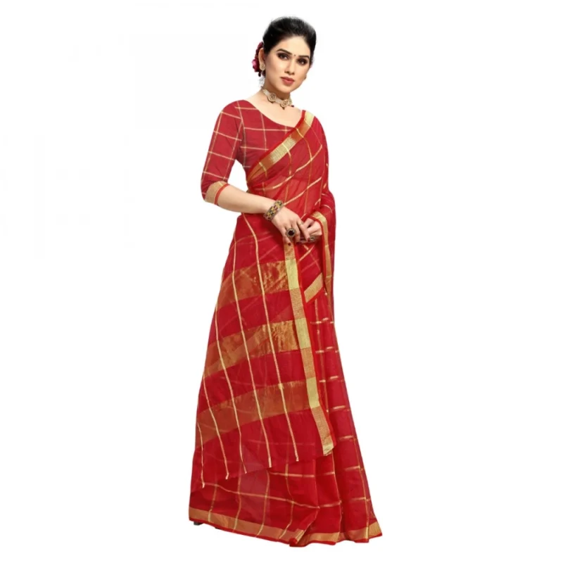 51368431297_b575813dc9_o_d-1000x1000-1.webp Generic Women's Kota Doria Cotton Checked Saree With Blouse (Red, 5-6 Mtrs)