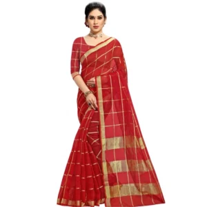 51368431387_37cfd30912_o_d-1000x1000-1.webp Generic Women's Kota Doria Cotton Checked Saree With Blouse (Red, 5-6 Mtrs)