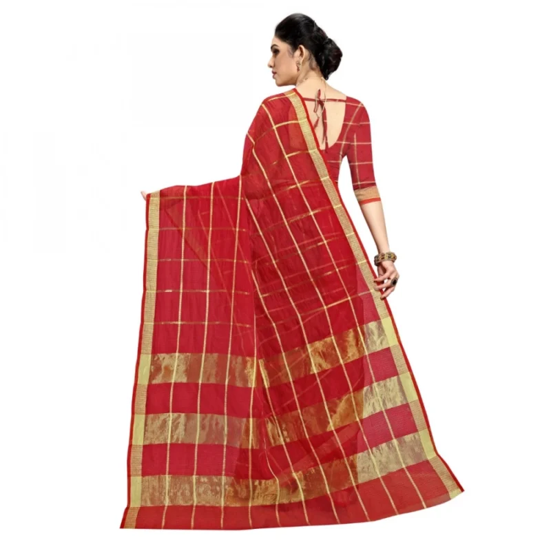 51369192466_639de67c7b_o_d-1000x1000-1.webp Generic Women's Kota Doria Cotton Checked Saree With Blouse (Red, 5-6 Mtrs)