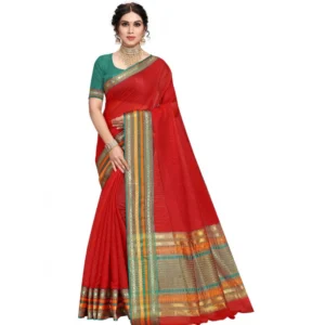 51369198846_0c19df9a3c_o_d-1000x1000-1.webp Generic Women's Kota Doria Cotton Bordered Saree With Blouse (Red, 5-6 Mtrs)