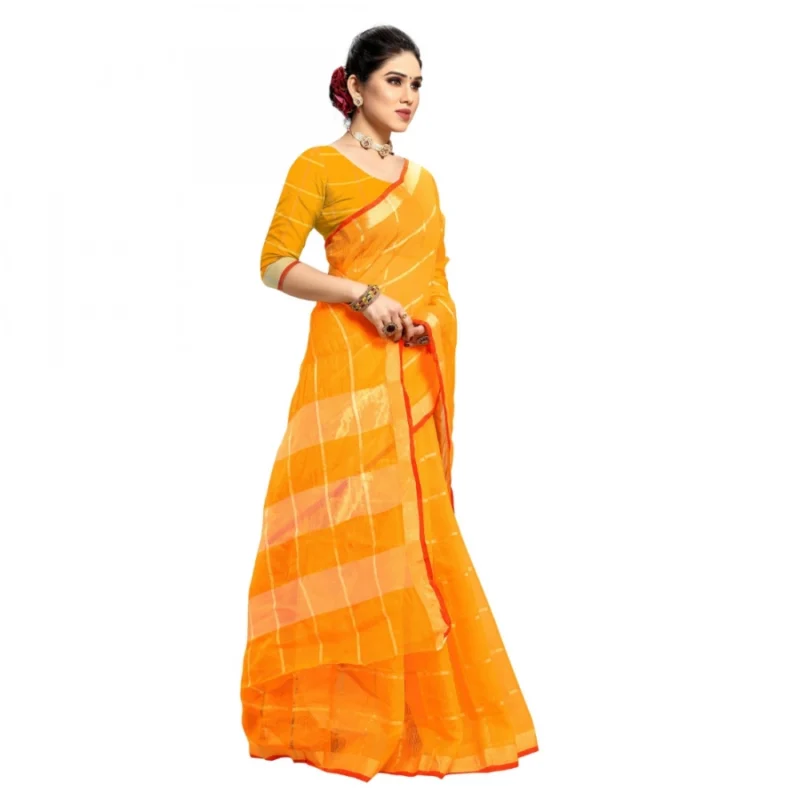 51369927769_379830fa97_o_d-1000x1000-1.webp Generic Women's Kota Doria Cotton Checked Saree With Blouse (Yellow, 5-6 Mtrs)