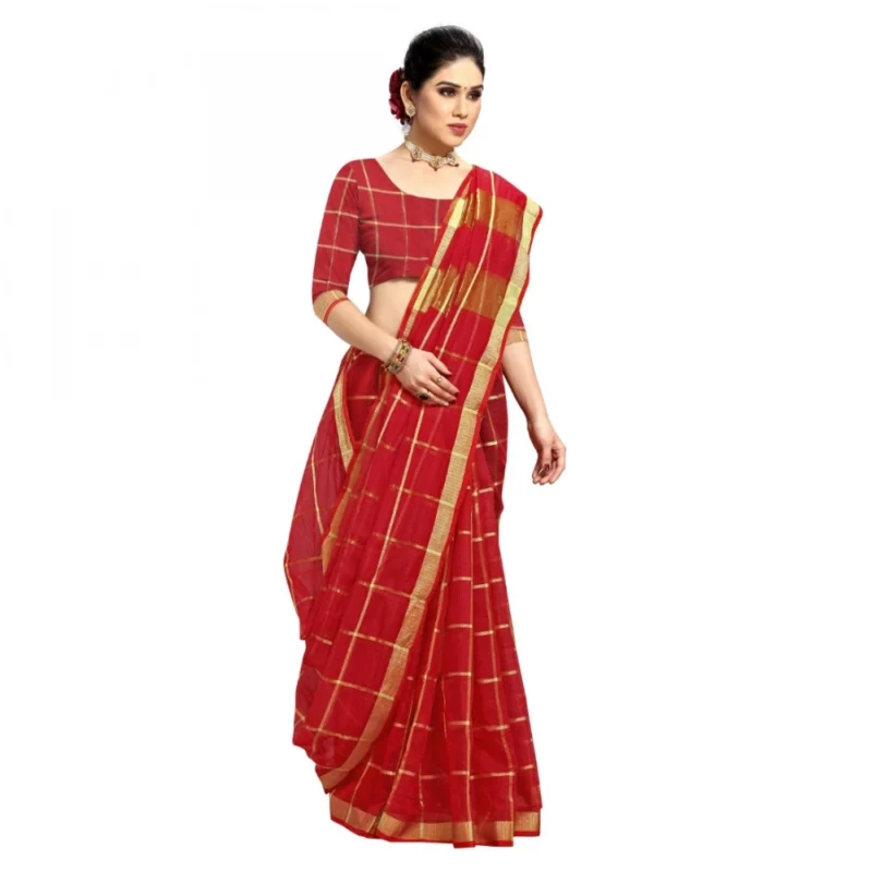 51369927884_e48b5a4bdd_o_d-1000x1000-1.webp Generic Women's Kota Doria Cotton Checked Saree With Blouse (Red, 5-6 Mtrs)