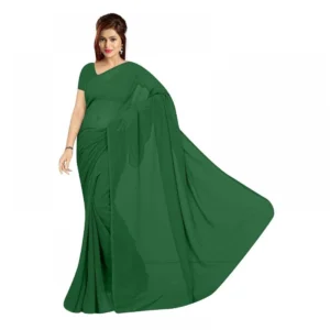 51403694006_a202ff66c4_o_d-1000x1000-1.webp Generic Women's Georgette Plain Saree With Blouse (Dark Green, 5-6 Mtrs)