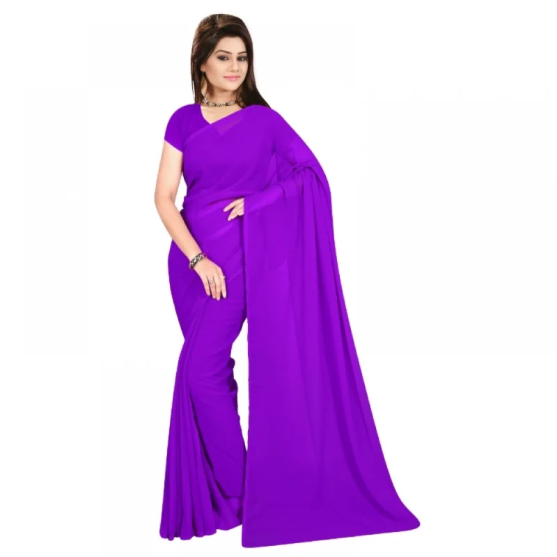 51404672710_4a0e8469ce_o_d-1000x1000-1.webp Generic Women's Georgette Plain Saree With Blouse (Purple, 5-6 Mtrs)
