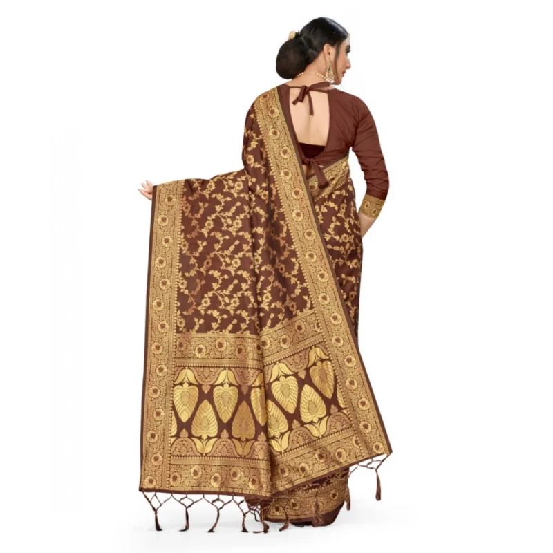 52016000767_28ce1dcb30_o_d-1000x1000-1.webp Generic Women's Banarasi Silk Saree With Blouse (Coffee, 5-6Mtrs)