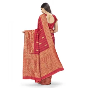52016022652_44d15fdbb2_o_d-1000x1000-1.webp Generic Women's Banarasi Silk Saree With Blouse (Peach, 5-6Mtrs)
