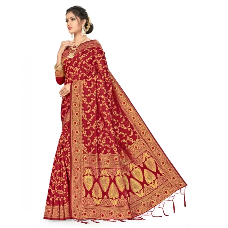 52017037271_b2f13561f8_o_d-1000x1000-1.webp Generic Women's Banarasi Silk Saree With Blouse (Maroon, 5-6Mtrs)