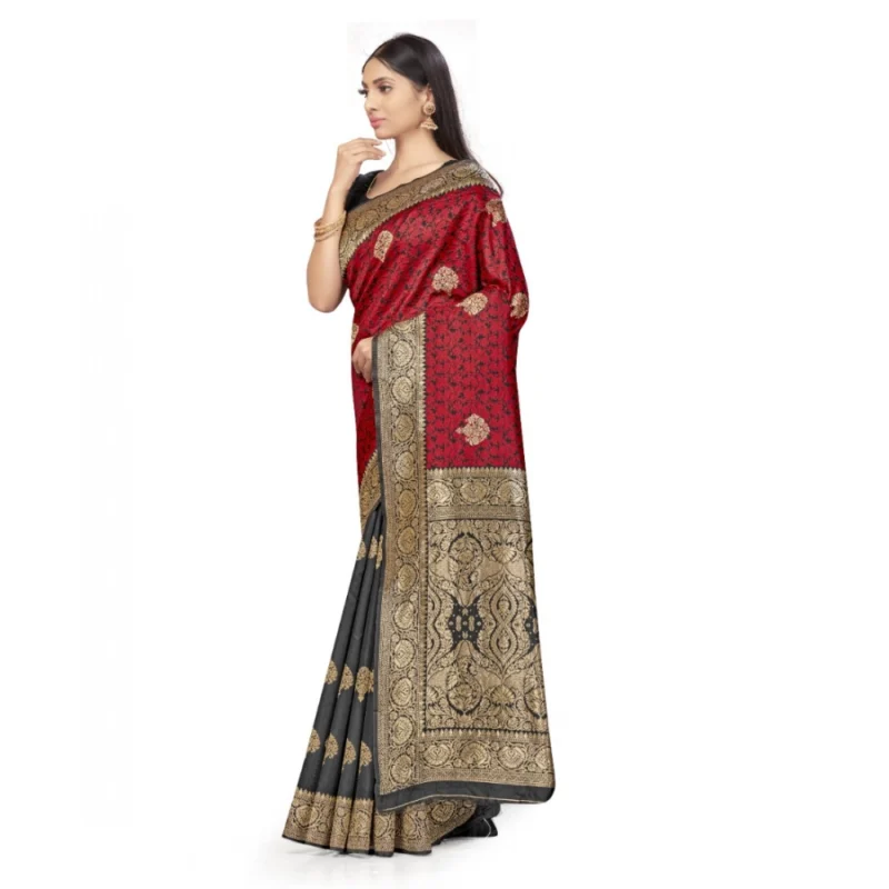 52017041281_4b4ca100d6_o_d-1000x1000-1.webp Generic Women's Banarasi Silk Saree With Blouse (Black, Red, 5-6Mtrs)