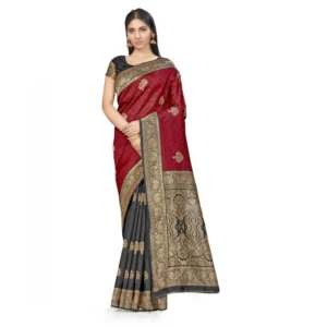 52017081413_da780c2216_o_d-1000x1000-1.webp Generic Women's Banarasi Silk Saree With Blouse (Black, Red, 5-6Mtrs)