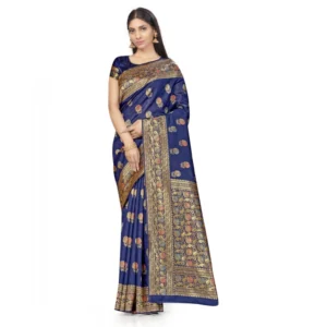 52017103368_d5e28168a6_o_d-1000x1000-1.webp Generic Women's Banarasi Silk Saree With Blouse (Navy Blue, 5-6Mtrs)