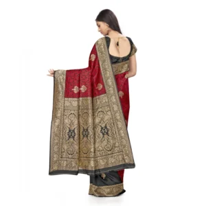 52017556045_07b909ae3c_o_d-1000x1000-1.webp Generic Women's Banarasi Silk Saree With Blouse (Black, Red, 5-6Mtrs)