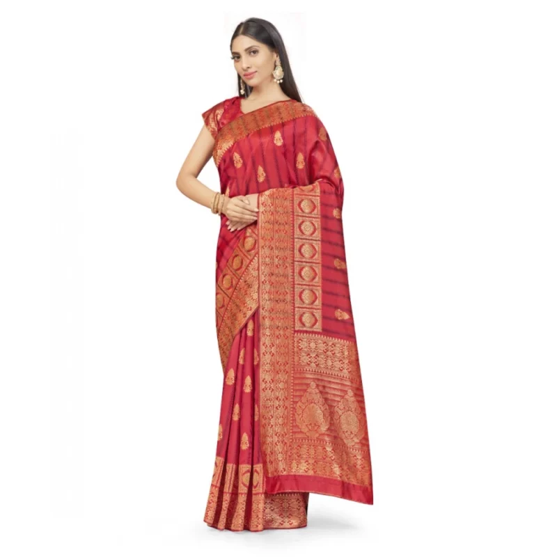 52017574960_b748d1f8e2_o_d-1000x1000-1.webp Generic Women's Banarasi Silk Saree With Blouse (Peach, 5-6Mtrs)
