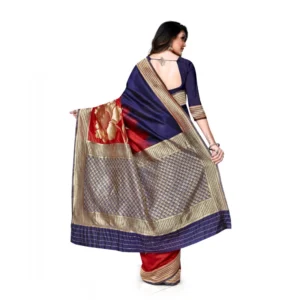 52017578580_77e45aaefd_o_d-1000x1000-1.webp Generic Women's Banarasi Silk Saree With Blouse (Navy Blue, Red, 5-6Mtrs)