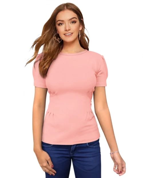 Generic Women's Western Wear Hosiery T Shirts (Peach)
