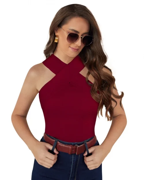 Generic Women's Western Wear Hosiery T Shirts (Maroon)