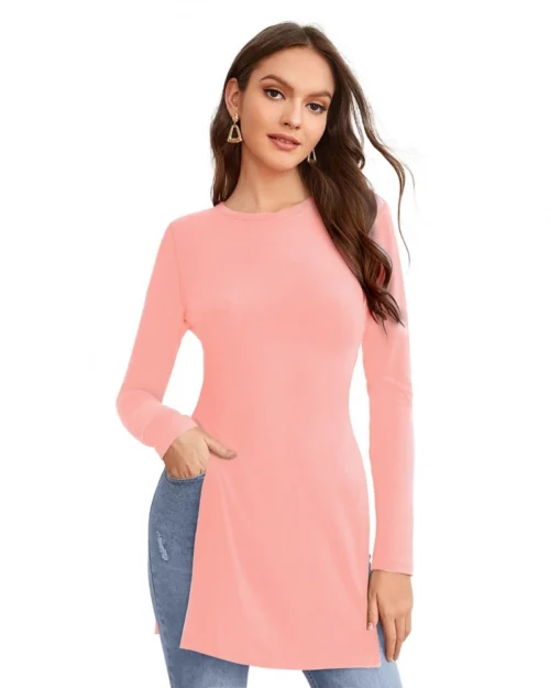 Generic Women's Western Wear Hosiery T Shirts (Peach)