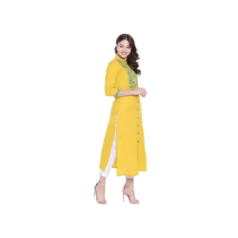 52231943407_5777926849_o_d-1000x1000-1.webp Generic Women's Khadi Embroidered Kurti (Yellow, Khadi)