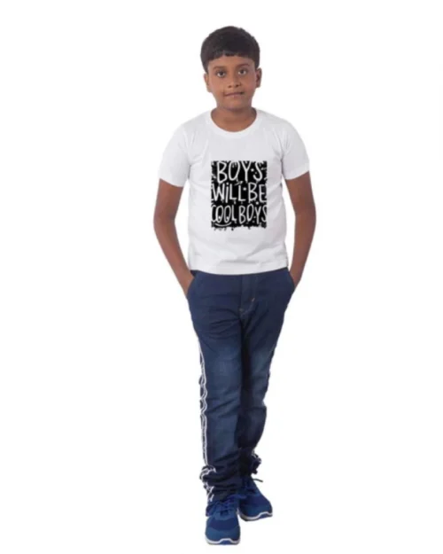 Generic Boys Cotton Will Be Cool Half Sleeve TShirt (White)