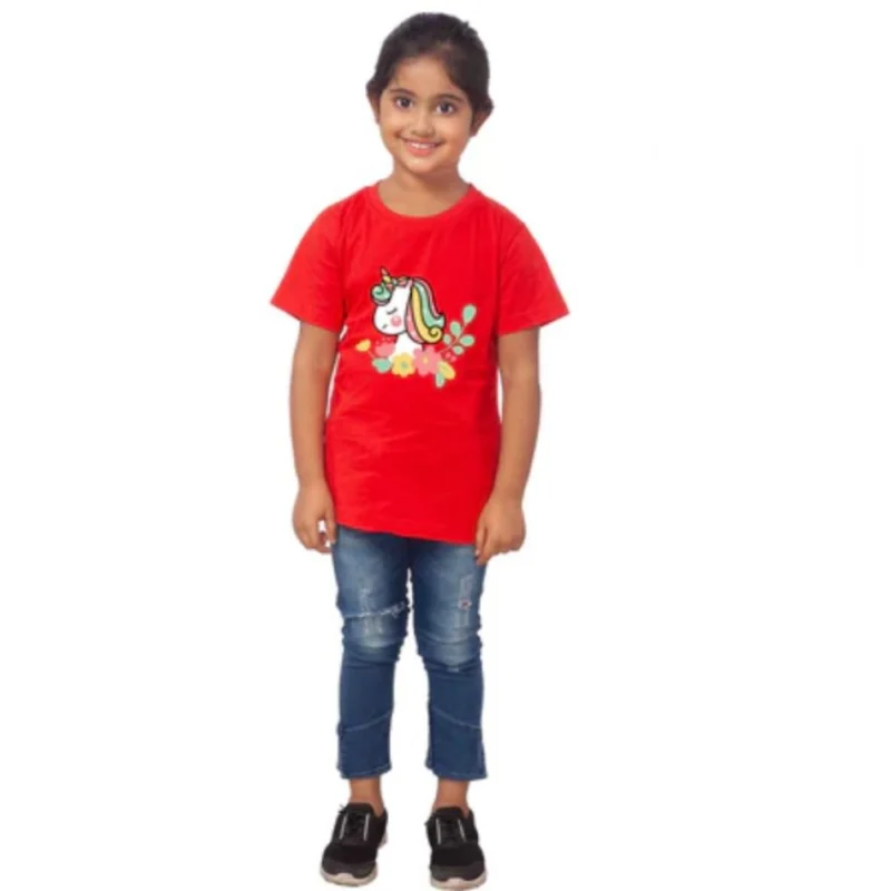 52321296336_30b2556fa8_o_d-1000x1000-1.webp Generic Girls Cotton Unicorn Face Half Sleeve TShirt (Red)