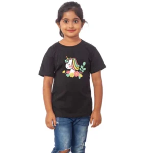 52321296416_5a35d5c3e9_o_d-1000x1000-1.webp Generic Girls Cotton Unicorn Face Half Sleeve TShirt (Black)
