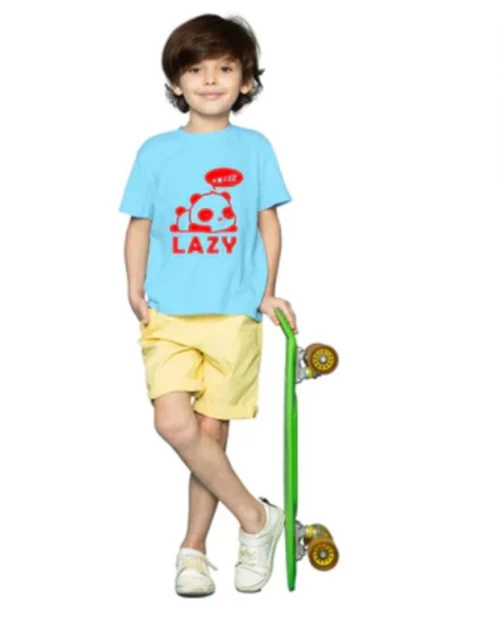 Generic Boys Cotton Lazy Half Sleeve TShirt (Sky Blue)