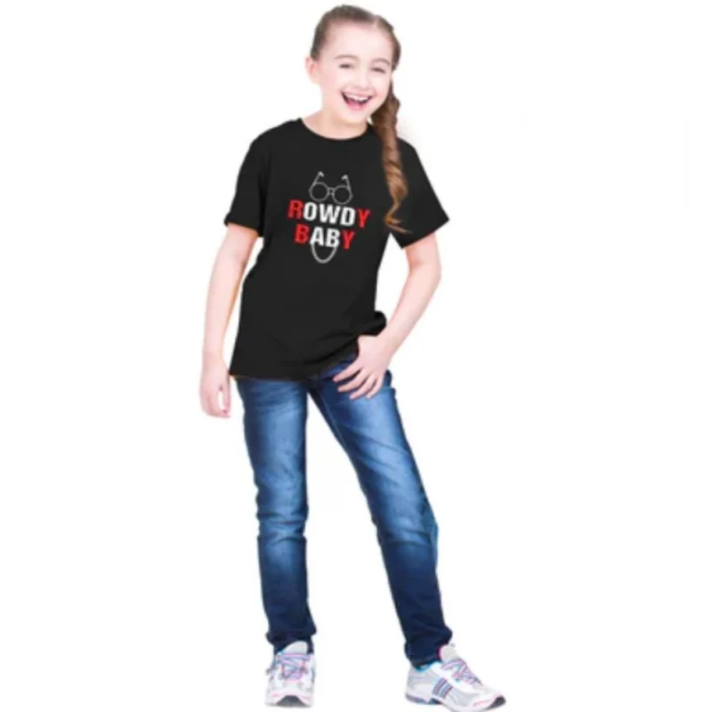 52321306001_cf3b513724_o_d-1000x1000-1.webp Generic Girls Cotton Rowdy Baby Half Sleeve TShirt (Black)