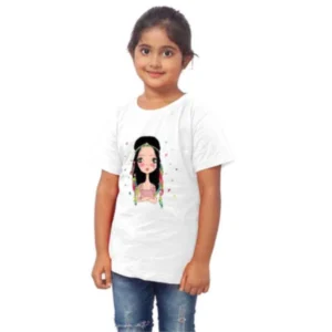 Generic Girls Cotton Tribal Half Sleeve TShirt (White)
