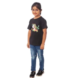 52321606818_a8386e47cf_o_d-1000x1000-1.webp Generic Girls Cotton Unicorn Face Half Sleeve TShirt (Black)