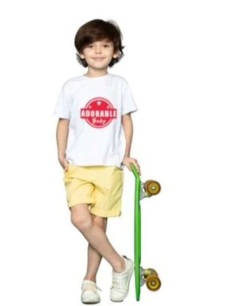 Generic Boys Cotton Adorable Baby Half Sleeve TShirt (White)