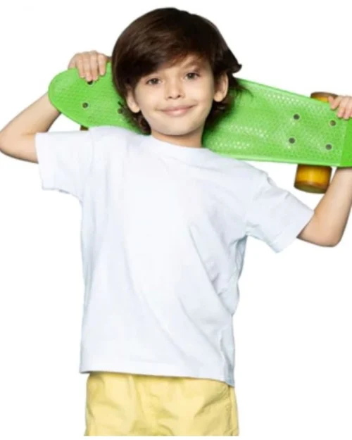 Generic Boys Cotton Plain Half Sleeve TShirt (White)