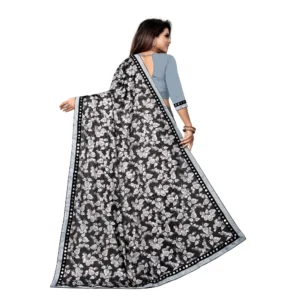 Generic Women's Lycra Blend Saree with Blouse (Grey, 5-6 Mtrs)