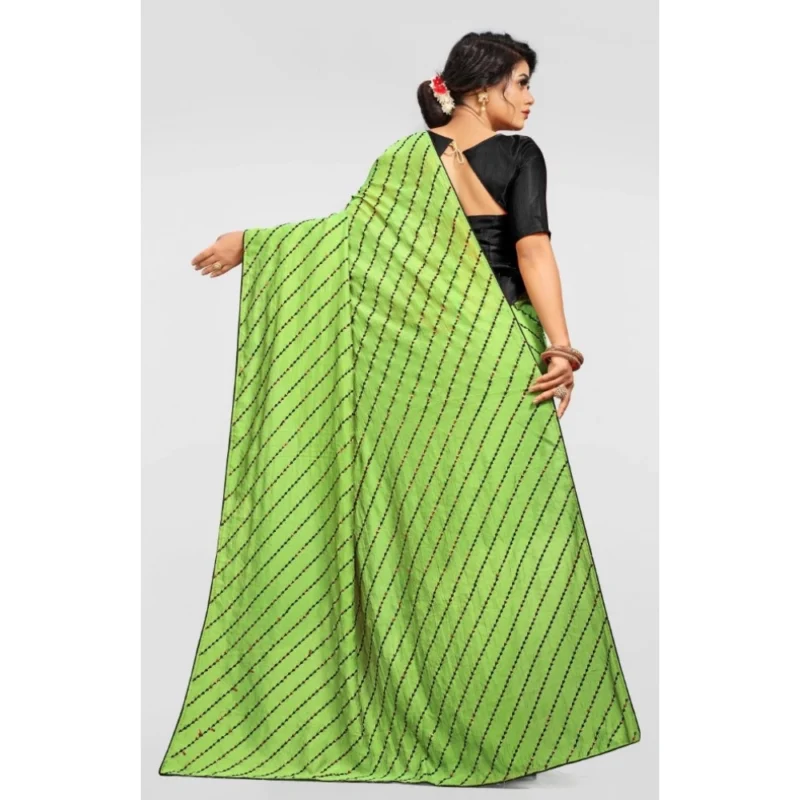Generic Women's Vichitra Saree with Blouse (LightGreen, 5-6 Mtrs)
