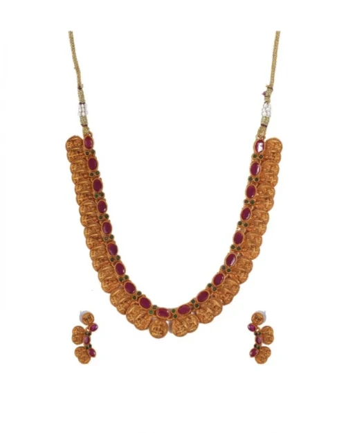 Generic Women's Elegent Laxmi Coin Shape Jewellery Chowker Set (Red, Free Size)