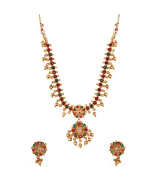 52367614782_5b61c3a491_o_d-1000x1000-1.webp Generic Women's Elegent Brass Kempu Chain Jewellery Set (Multi Color, Free Size)