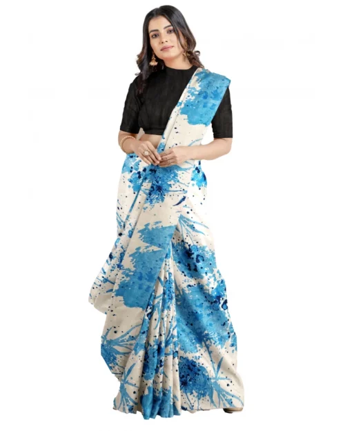 Generic Women's Joya Silk Saree with Blouse (Sky, 5-6 Mtrs)