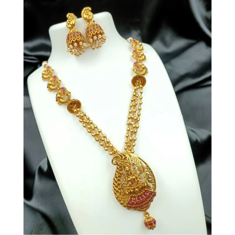 52847201767_33382ce722_o_d-1000x1000-1.webp Generic Women's Gold Plated Necklace and Earrings Set with Antique Finish (Red, Free Size)