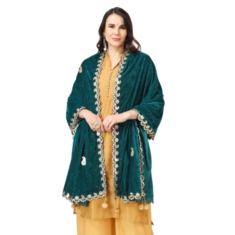 53509238062_7fcd92d965_o_d-1000x1000-1.webp Generic Women's Velvet Gotta Patti Dupatta (Dark Green, Length: 2.25 to 2.50 Mtr)