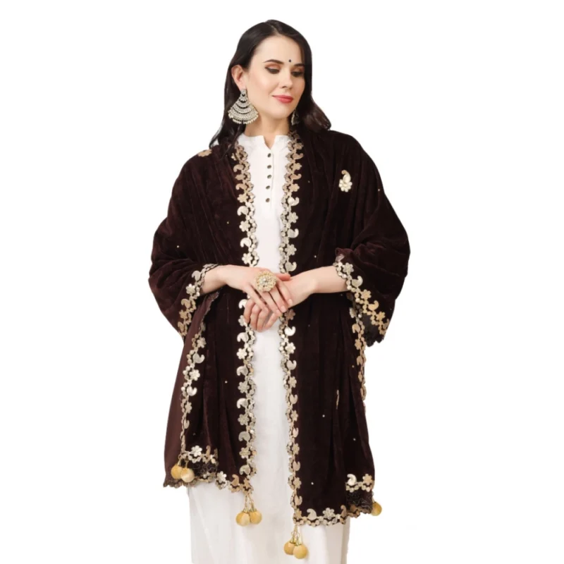 53510131006_fca068f9d8_o_d-1000x1000-1.webp Generic Women's Velvet Gotta Patti Dupatta (Brown, Length: 2.25 to 2.50 Mtr)