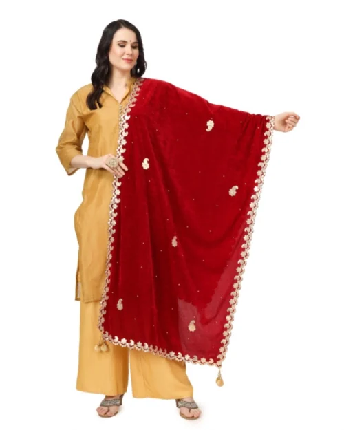53510296933_7cc1533c2e_o_d-1000x1000-1.webp Generic Women's Velvet Gotta Patti Dupatta (Maroon, Length: 2.25 to 2.50 Mtr)