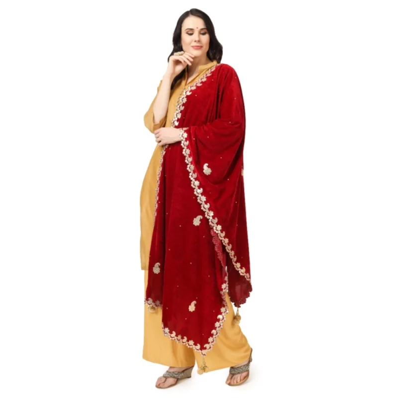 53510448294_f3d630ff29_o_d-1000x1000-1.webp Generic Women's Velvet Gotta Patti Dupatta (Maroon, Length: 2.25 to 2.50 Mtr)