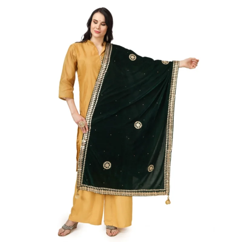 53510451824_4b33788d41_o_d-1000x1000-1.webp Generic Women's Velvet Gotta Patti Dupatta (Green, Length: 2.25 to 2.50 Mtr)
