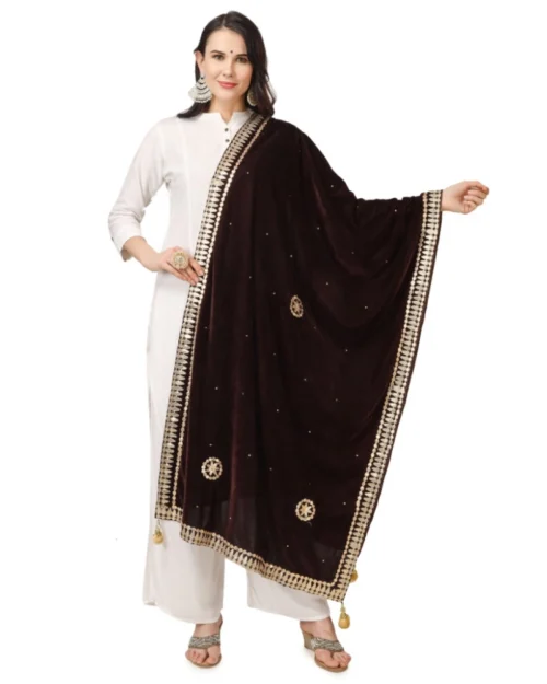 53510451999_643ca5f82e_o_d-1000x1000-1.webp Generic Women's Velvet Gotta Patti Dupatta (Brown, Length: 2.25 to 2.50 Mtr)