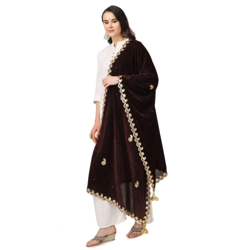 53510562350_1e18233797_o_d-1000x1000-1.webp Generic Women's Velvet Gotta Patti Dupatta (Brown, Length: 2.25 to 2.50 Mtr)