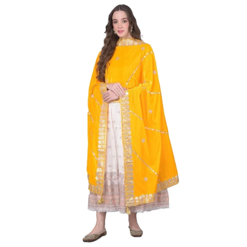 53512191478_c1abf3f882_o_d-1000x1000-1.webp Generic Women's Velvet Gotta Patti Dupatta (Yellow, Length: 2.25 to 2.50 Mtr)