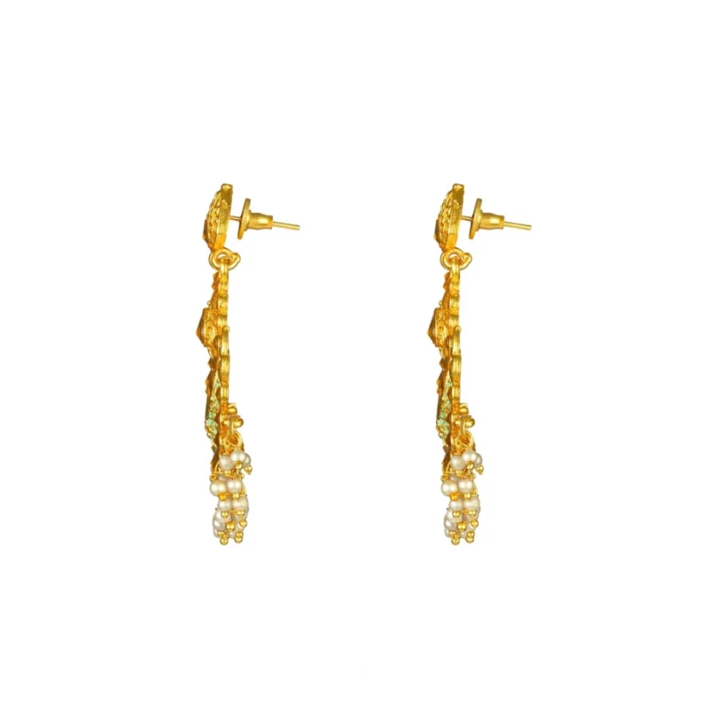 Generic Women's Rose Gold Plated Alloy Kundan Earrings & Mangtikka (Green)