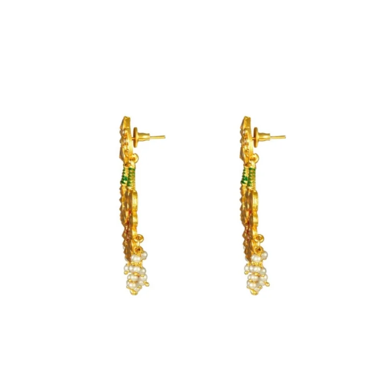 53533239537_ca0ffaeac3_o_d-1000x1000-1.webp Generic Women's Rose Gold Plated Alloy Kundan Earrings & Mangtikka (Red & Green)