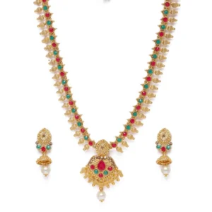 53533254257_eb26d56e56_o_d-1000x1000-1.webp Generic Women's Rose Gold Plated Alloy Necklace & Earings Set (Green & Red)